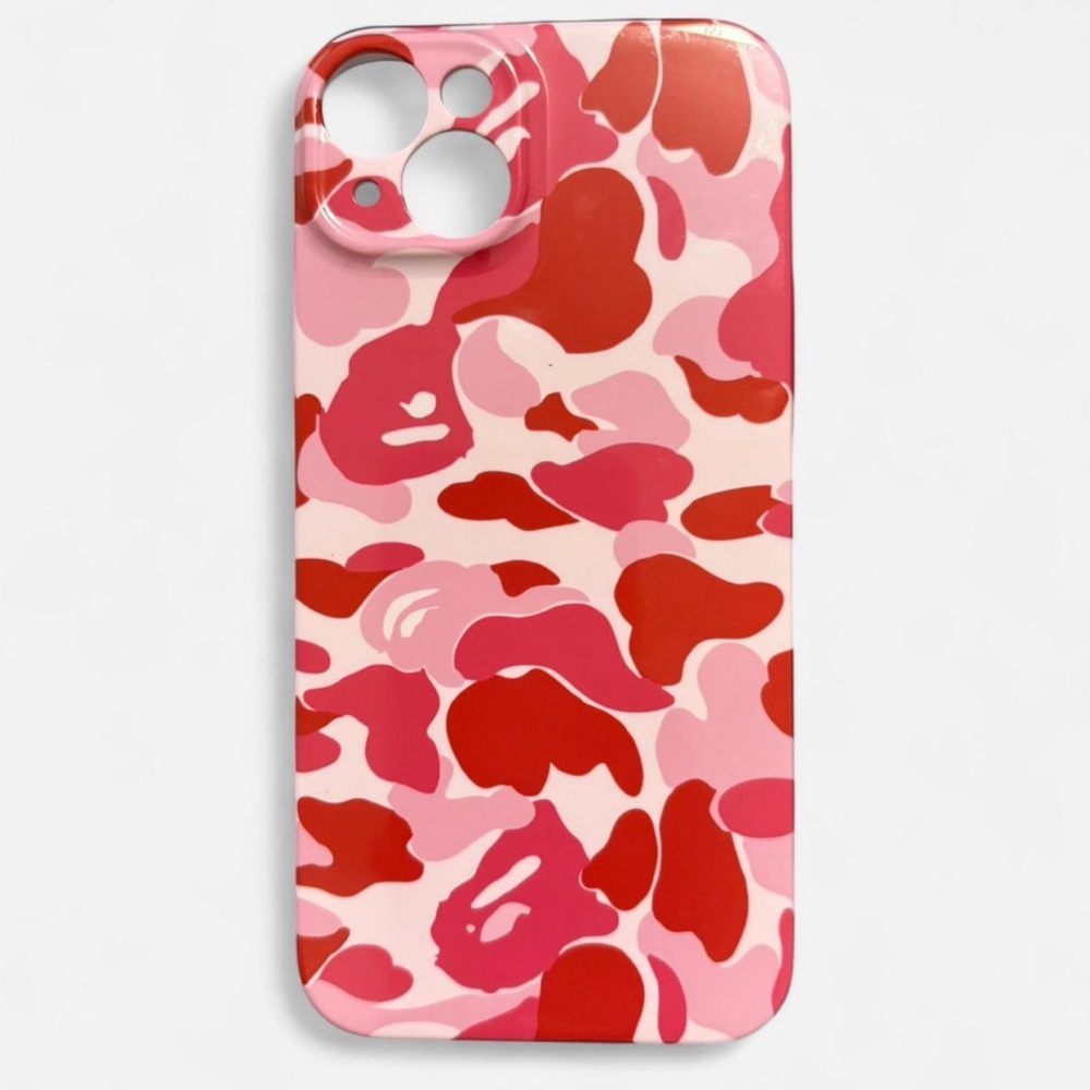 BAPE Pink and Red Camouflage Phone Case